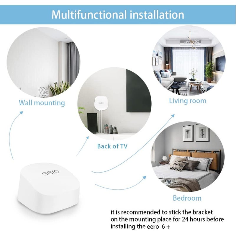Huafly 2Pcs Screwless Wall Mount Bracket for eero 6+ WiFi, VHB Stick On Holder, Strong Adhesive Holder, No Tools No Drilling No Hole-White (eero 6+ Mount,2Pcs) - Image 5